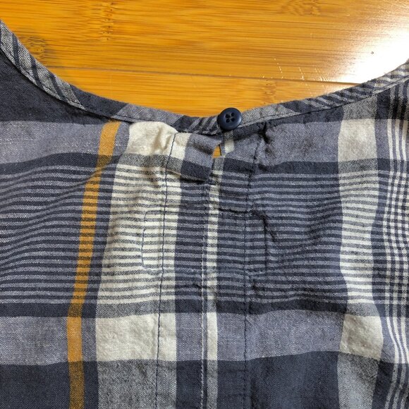 REI Plaid Linen Hemp Sleeveless Country Top Natural Soft Tank Shirt Breathable - Picture 7 of 11